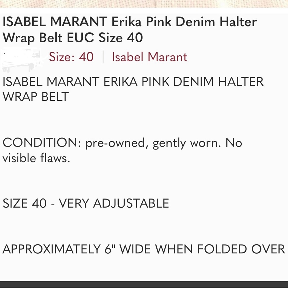 ISABEL MARANT Erika Pink Wrap Belt-40 US 8/10 - Picture 10 of 11